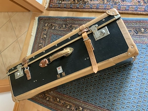 Mädler antiker Koffer schwarz mit Lederbeschlägen Original vor 1945 Bild 7
