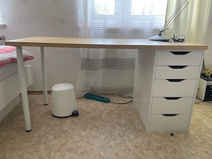 Schreibtisch in beige weiss mit Schubladen  Bild 2