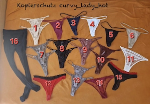 Sinnliche, frisch getragene Slips & Strings, Tangas von einer curvy 44er Lady