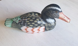 Vintage handbemalte Holzente. Hand bemalt Holz