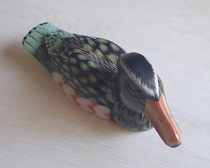 Vintage handbemalte Holzente. Hand bemalt Holz Bild 3