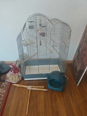 Vogelkäfig 75x65 cm wie neu + viel Zubehör