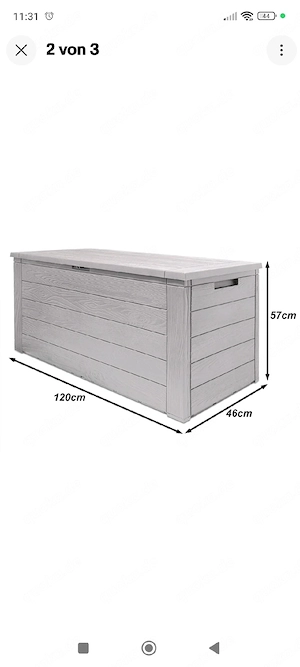 Auflagenbox Holzoptik grau 