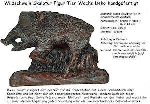 Wildschwein Skulptur Figur Tier Wachs Deko handgefertigt