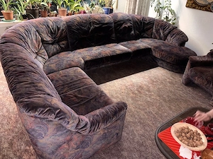 Sofa Wohnlandschaft XXL für 8-10 Personen 7 Teile U-Form Sessel Hocker + Ersatzstoff Rolle