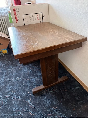 Holztisch massiv Echtholz Holz Tisch braun Esstisch für Esszimmer Bild 2