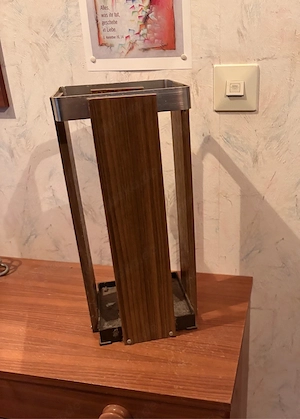 Teak Holz + Metall Schirmständer 60er 70er Retro Ständer f Schirm