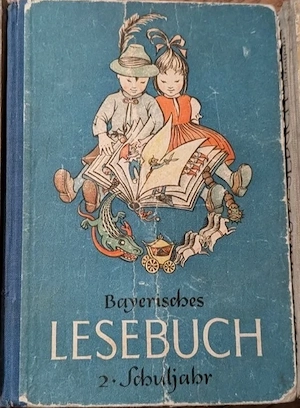 Bayerisches Lesebuch, 2. Schuljahr, sehr alt, antik, 1950er Jahre, Bayerischer Schulbuchverlag
