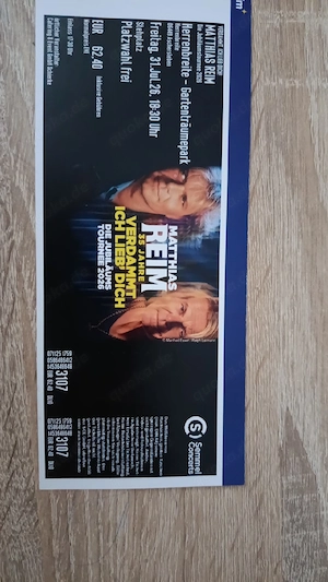 Ich biete hier ein Ticket für das Matthias Reim Konzert im Rahmen seiner "35 Jahre Verdammt ich lieb
