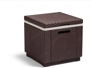 Allibert Kühlbox-Hocker Rattanoptik (braun)