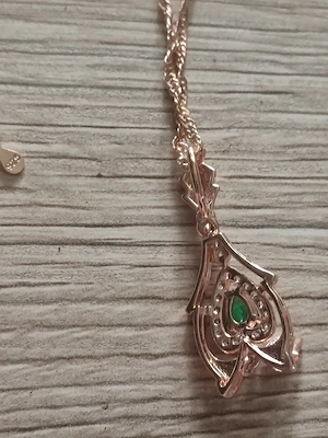 925 Kette vergoldet mit Turmalin Anhanger Antik  vintage 