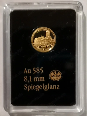 Goldmünze Berühmte Bauwerke " Wartburg " 585er Gold 0,28 Gramm