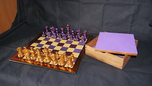 Violetgold Schachspiel Knubbel Schachfiguren + Schachbrett + Holzkiste Chess Schach Bild 2