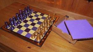 Violetgold Schachspiel Knubbel Schachfiguren + Schachbrett + Holzkiste Chess Schach Bild 6