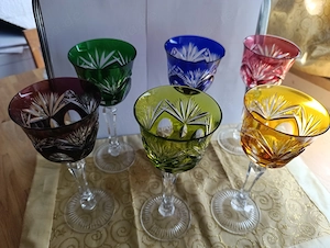 Handgeschliffene böhmische Bleikristall Römergläser & Likörgläser Bild 3