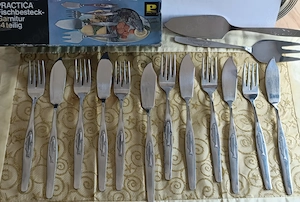 Vintage Fischbesteck Practica 14-teilig   UNBENUTZT in OV(Quelle) Bild 4