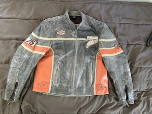 Motorradjacke Held grau   orange (Leder) Gr. 58