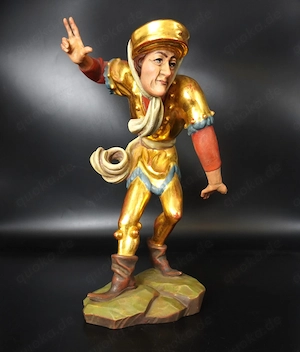 Moriskentänzer Holzfigur aus dem Grödner Tal, Südtirol ca. 38 cm groß