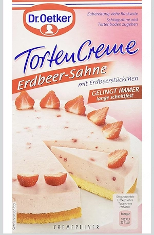   NEU  Tortencreme Erdbeer- Sahne, Dr. Oetker, 1x Cremepulver.