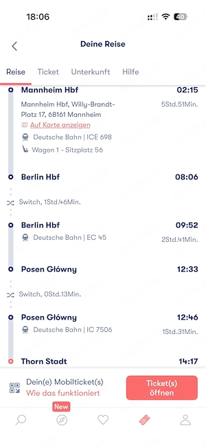 ICE Zugfahrt nach Berlin oder Torun in Polen