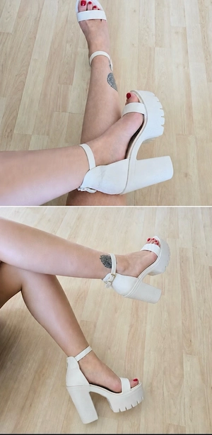 Plateau High Heels Sandaletten in Weiß Damen Gr. 38