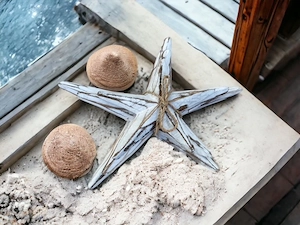  3er Set Holz Seesterne, Strandgut, Strandliebe, Stranddeko Bild 4