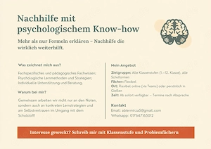Nachhilfe & Lerncoaching beim qualifizierten M.Sc. Psychologen
