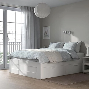 Ikea BRIMNES Bett mit Stauraum 180x200 cm weiß Lattenrost 4 Schubladen