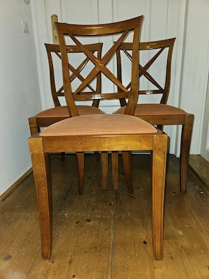 3 hochwertige, massive Kirschbaum Stühle Stilmöbel gepolstert TOP Zustand!