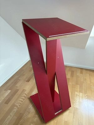 Stehtisch aus Holz - Designerstück in rot Bild 2