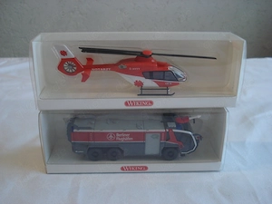 2 Wiking 1:87 Moelle Rettungshubschrauber Flugfeldfeuerwehr OVP