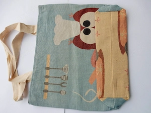 Gewebte Handtasche mit lustiger Küche als Motiv Bild 3