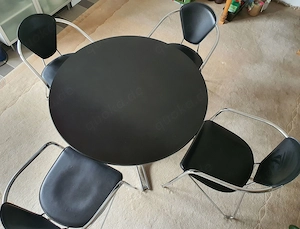 Esstisch (Holz Chrom, 100 cm) + 4 Stühle