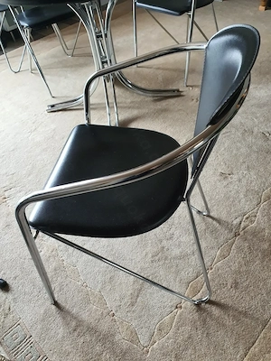 Esstisch (Holz Chrom, 100 cm) + 4 Stühle Bild 3