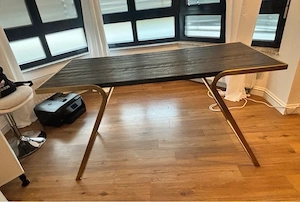 Tisch aus Ulmenholz & Gold 140x60x76 Top Zustand