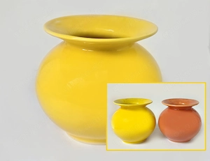 Kugelvase Blumenvase Gelb bauchig   16cm 80er vintage