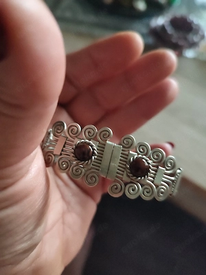 Armreif Silber Vintage Antik mit Bernstein 