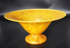 Verre Soufflé Bouche Dekoschale, gelb-orange marmorisiert