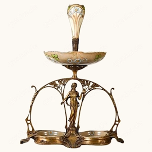 Jugendstil Tafelaufsatz mit Frauenfigur   60 cm