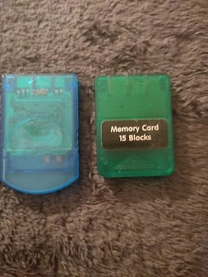 Sony Playstation 1 Speicherkarte PS1 Memory Card PSOne 2MB 1MB PAL Blau Grün ps1 Konsole 2 Stück 