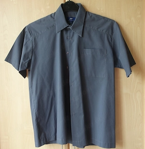 Herren - Vintage - Hemd, Freizeithemd, Kurzarm, JP, dunkelgrau, Gr. S  