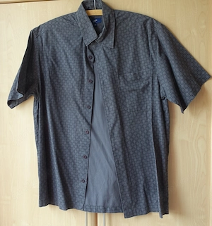 Herren - Vintage - Hemd - Freizeithemd, Kurzarm, JP, dunkelgrau gemustert, Gr. M