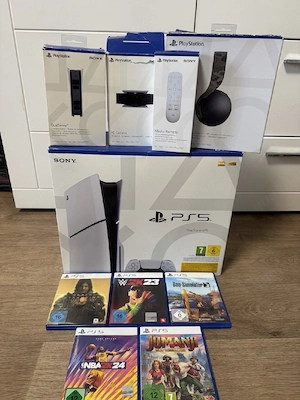 PlayStation 5 slim sony PS5 slim CDs player + 5 spiele 