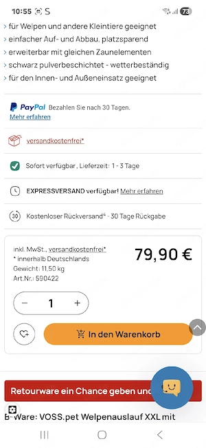welben Auslauf 