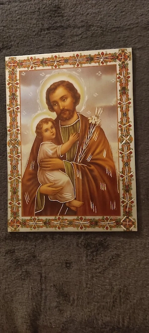 Jesus Bild Wandbild Heiligen Bild Josef mit Jesus Kind Jesus Christus Kreuz 29,5 x 21 cm 