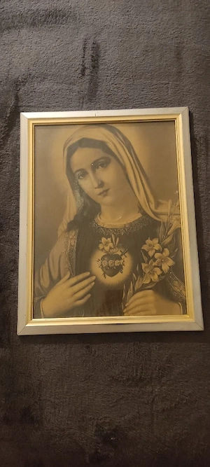 Madonna Bild Heiligen Bild Wandbild Jesus Mutter Maria 45 x 35 cm Jesus Christus Kreuz 