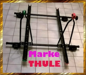 Dachfahrradträger, Dachfahrradhalter der berühmte Marke THULE mit Stahlbalken.