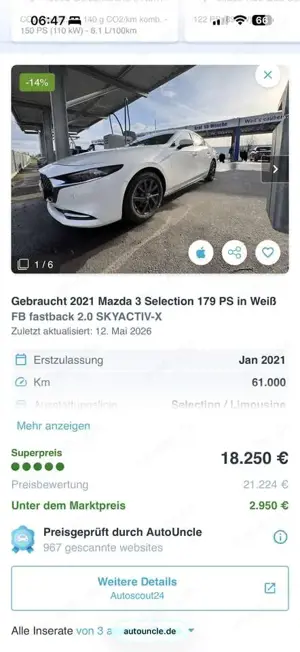 Mazda 3 Selection Fastback - 8fach bereift - M-Hybrid