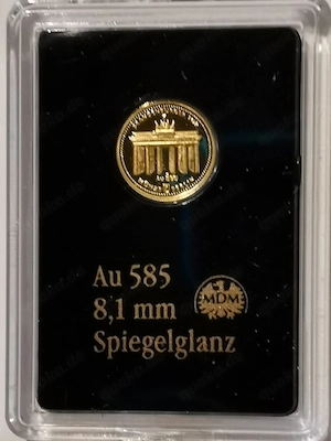 Goldmünze Berühmte Bauwerke " Brandenburger Tor " 585er Gold 0,28 Gramm