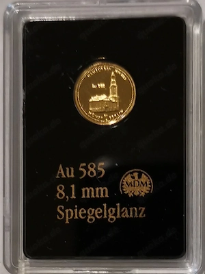 Goldmünze Berühmte Bauwerke " Hamburger Michel " 585er Gold 0,28 Gramm